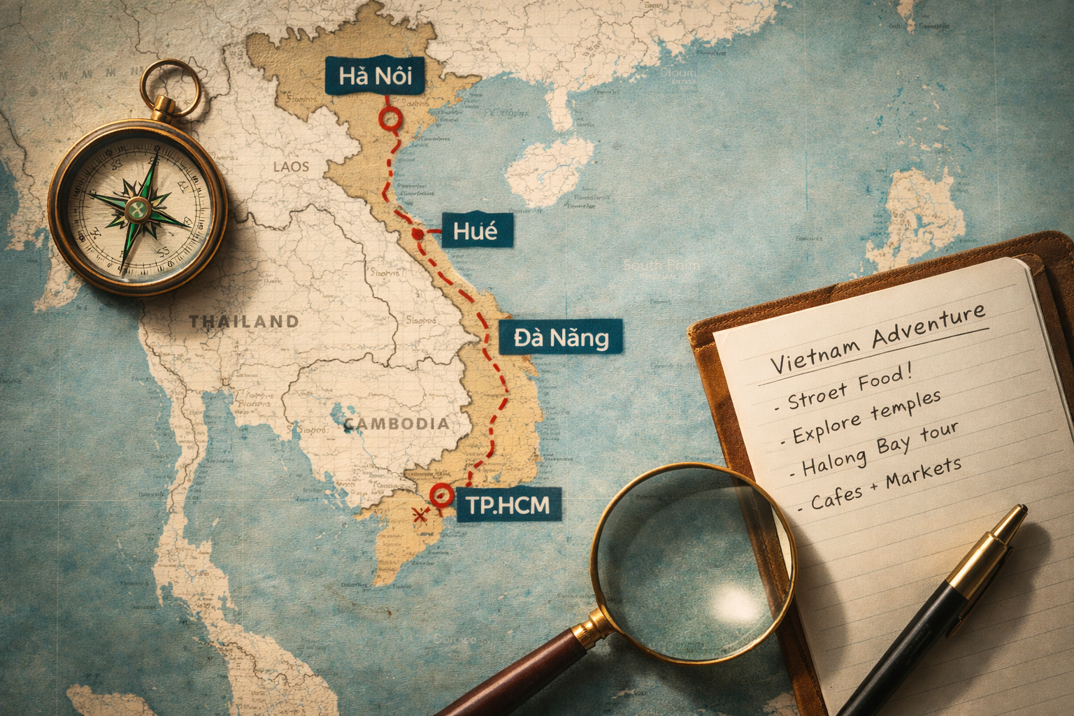 Bản đồ lộ trình du lịch lịch sử Việt Nam